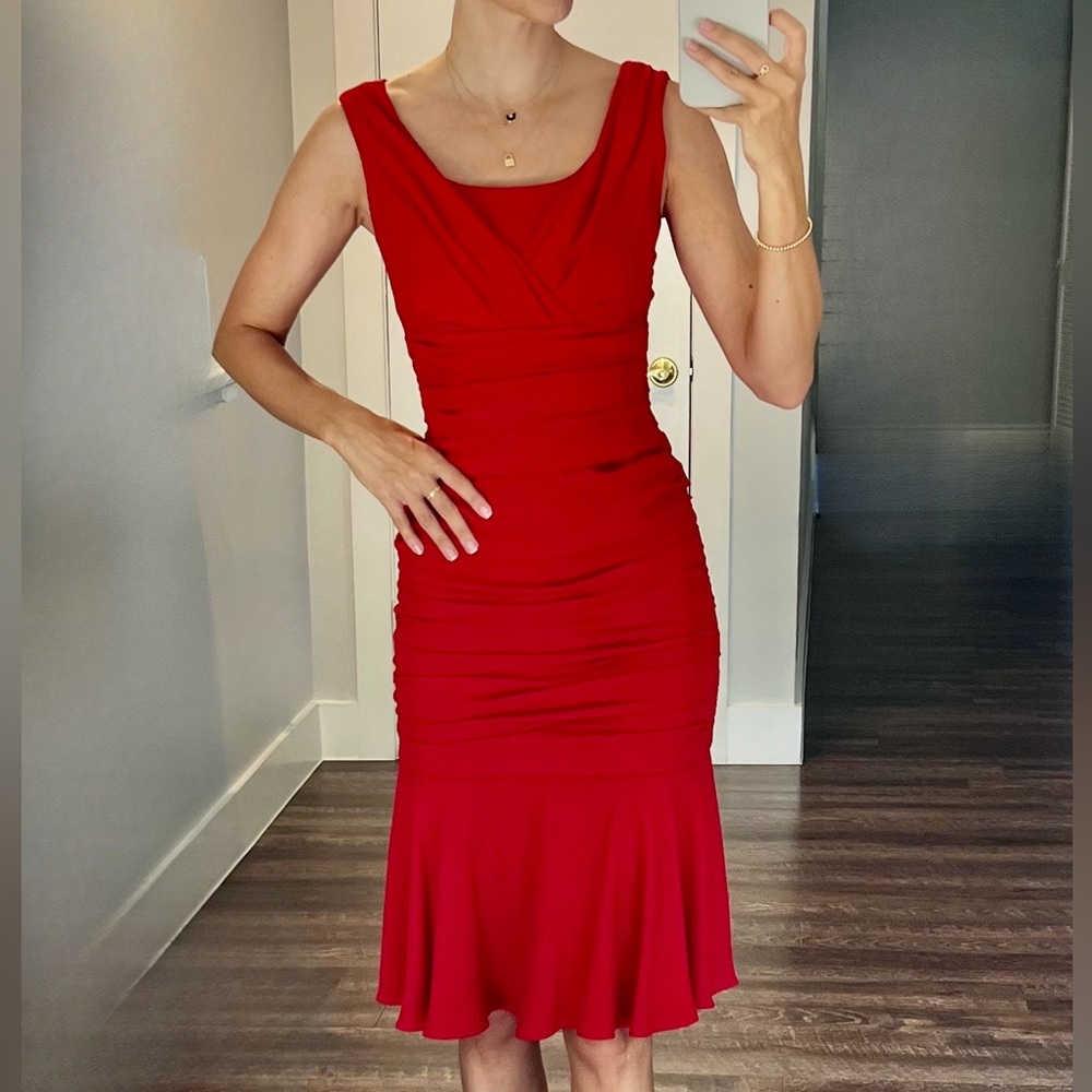Dolce & Gabbana Red Silk Midi Dress size 38.